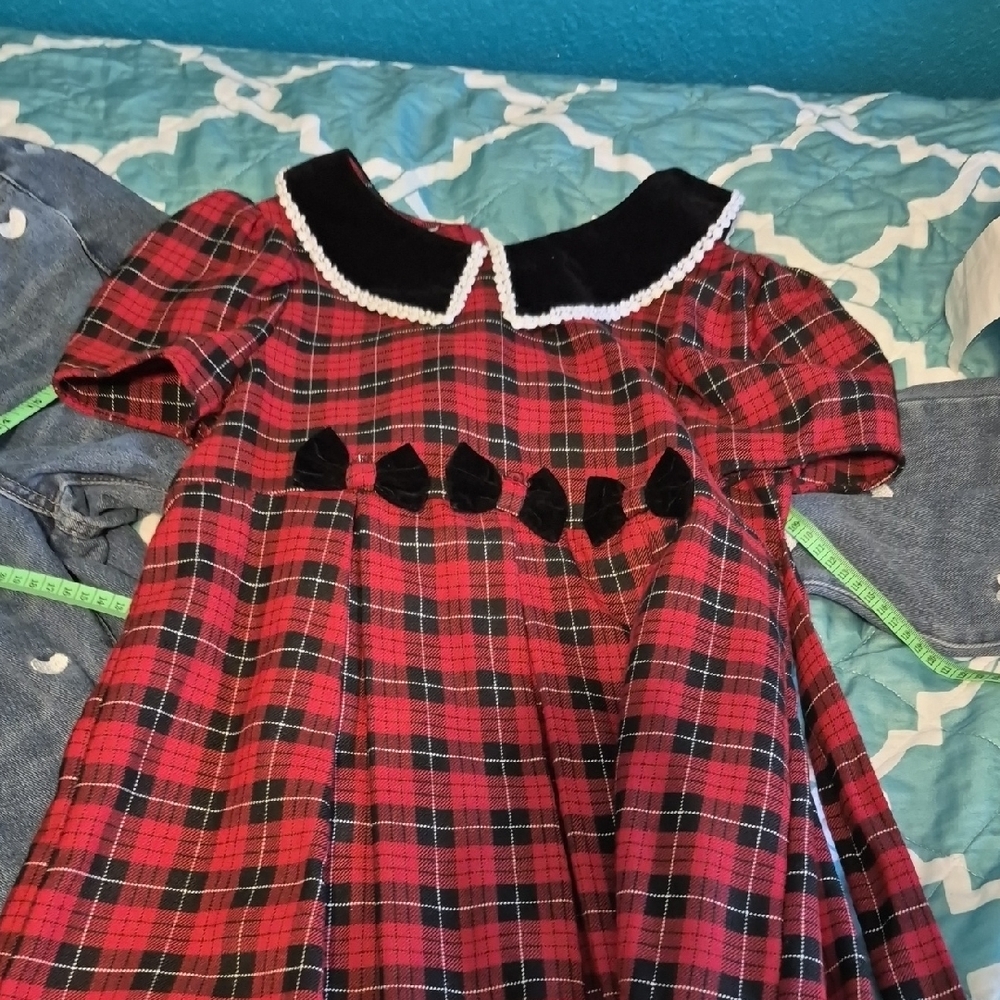 Plaid Red and Black Kids Dress